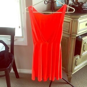 Neon orange/pink low cut back dress